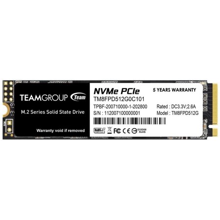 Team Group MP33 PRO M.2 2280 512GB PCIe 3.0 x4 with NVMe 1.3 3D NAND Internal Solid State Drive TM8FPD512G0C101